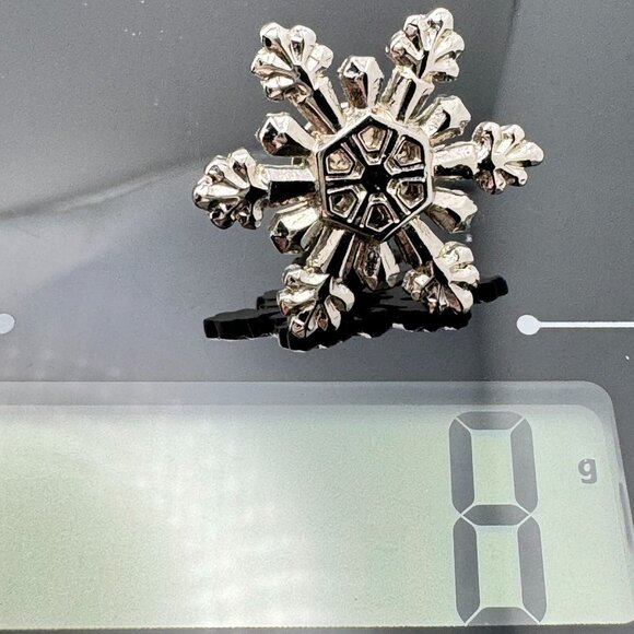 Silver-Tone Metal Snowflake Tie Tack Lapel Pin Clutch Back Closure For Men Women - Picture 3 of 6